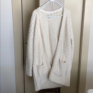 Lucky white teddy thigh length sweater